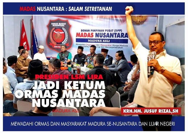 Jusuf Rizal Didapuk Memimpin Ormas Madura Asli (Madas) Nusantara 2024-2029